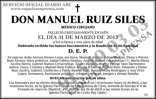 Manuel Ruiz Siles - Esquelas ABC